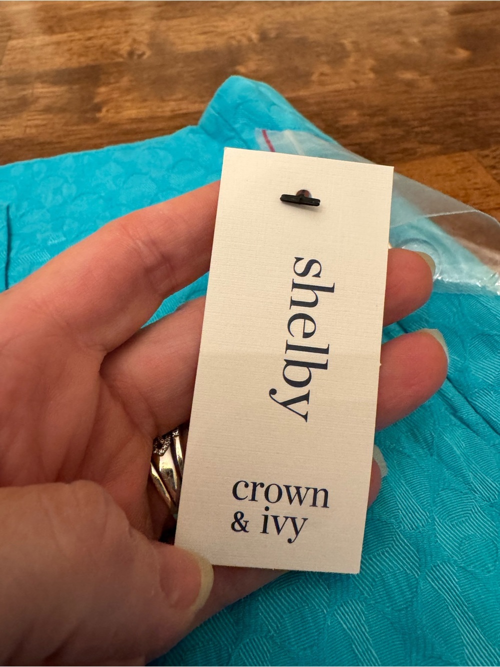 crown & ivy Teal Scalloped Hem High Waist Shorts - Picture 5 of 6